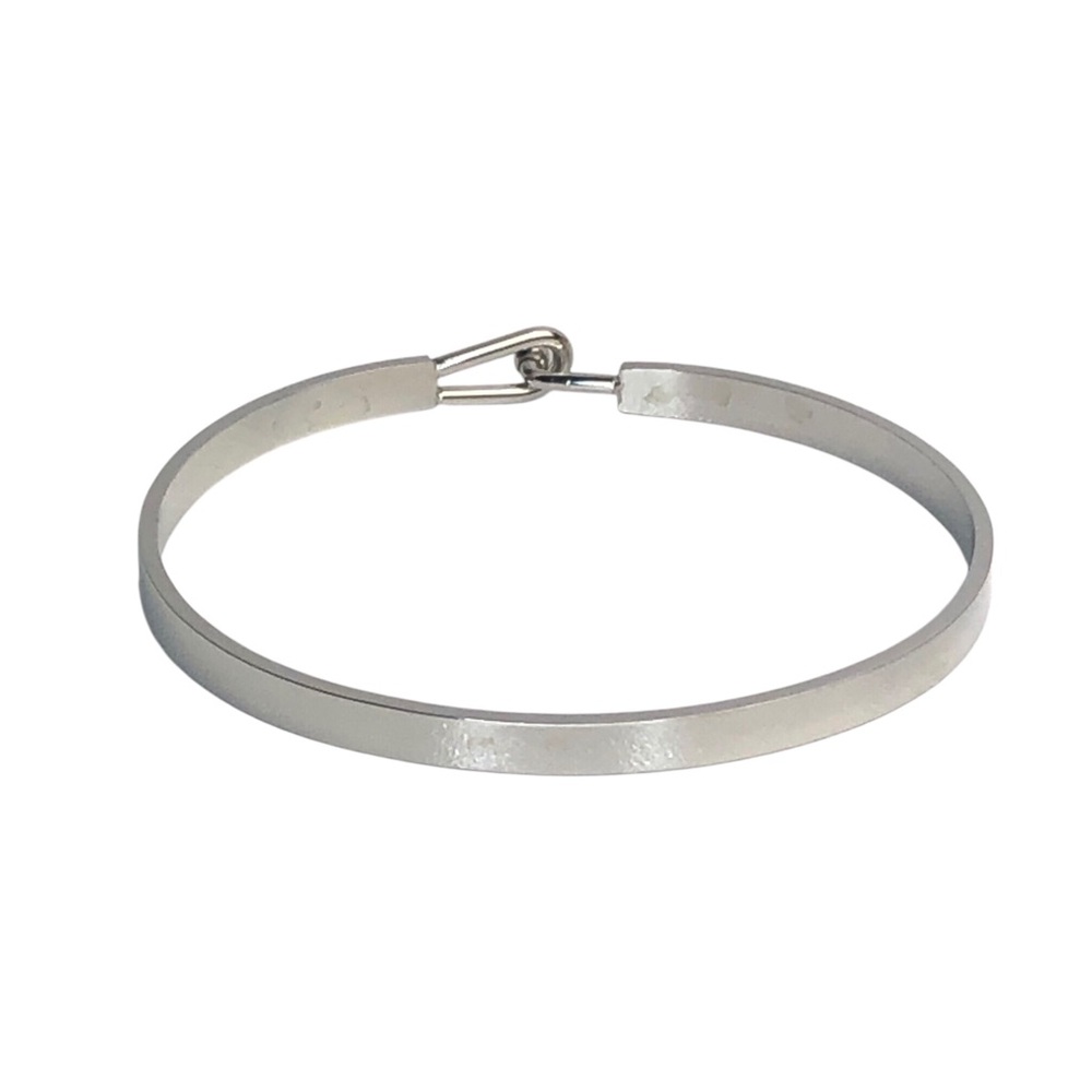Signed Kinsley Armelle Silver Tone Loop Hook Cuff Bangle Bracelet